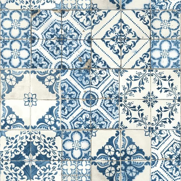 RoomMates Mediterranian Tile Peel & Stick Wallpaper Blue | Target
