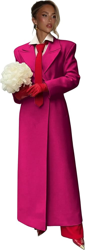 Peacoat Womens Coat Wool Fleece Long Overcoat Women Trendy Peak Lapel 1 Button Womens Pea Coat | Amazon (US)