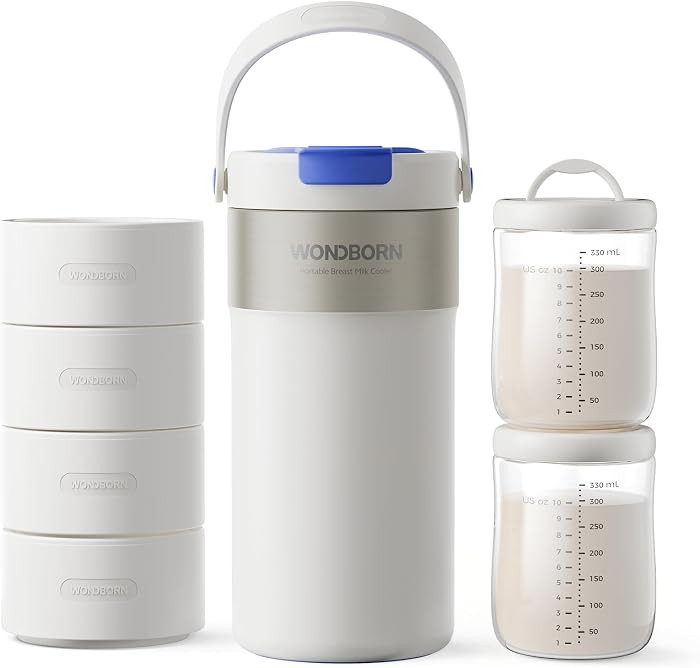 Portable Breast Milk Cooler, 4 Ice Rings, 360\u00b0Cooling with Vacuum Lid, Safe Chill for 30H+, ... | Amazon (US)