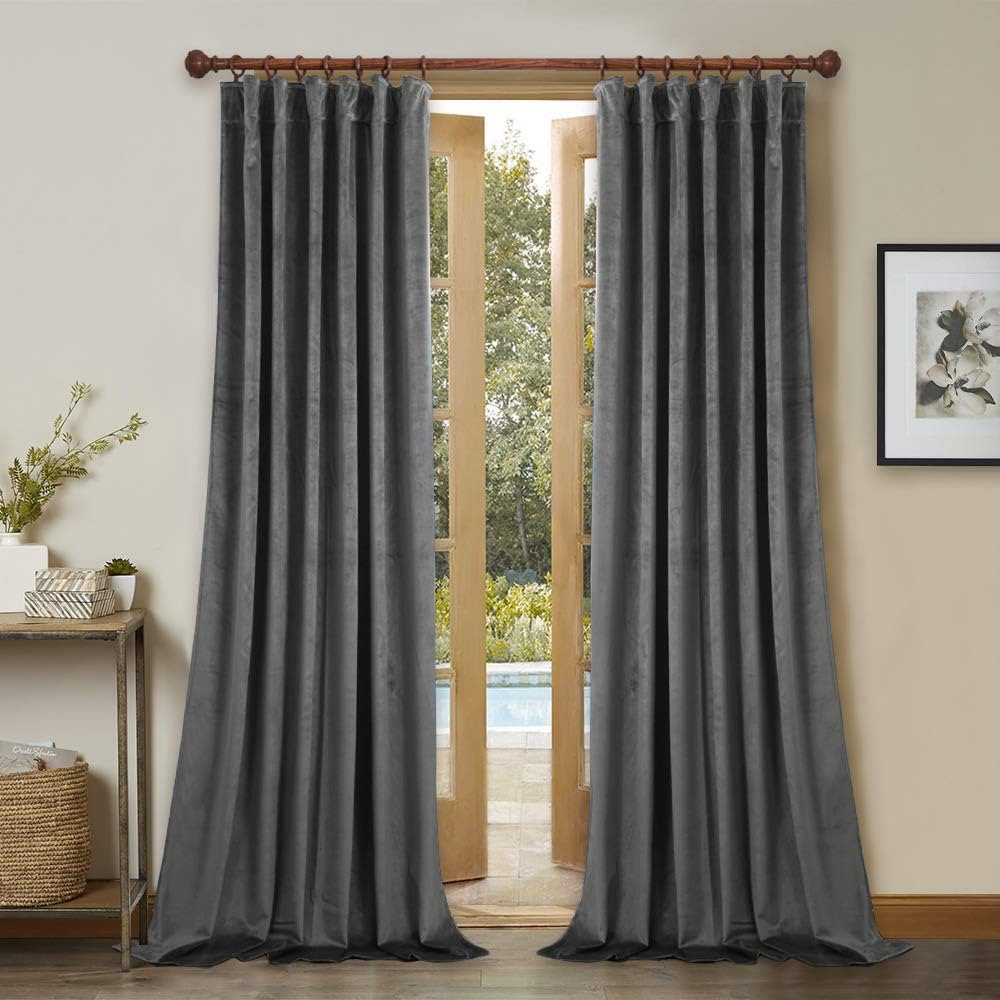 StangH Velvet Curtains 90 inches for Bedroom, Luxury Home Decor Super Soft Room Darkening Sound R... | Amazon (US)
