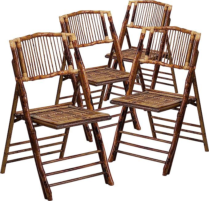 Flash Furniture 4 Pack American Champion Bamboo Folding Chair | Amazon (US)