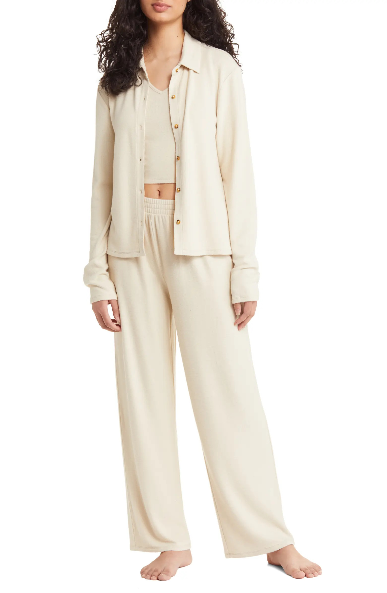 Open Edit 3-Piece Cozy Knit Lounge Set | Nordstrom | Nordstrom