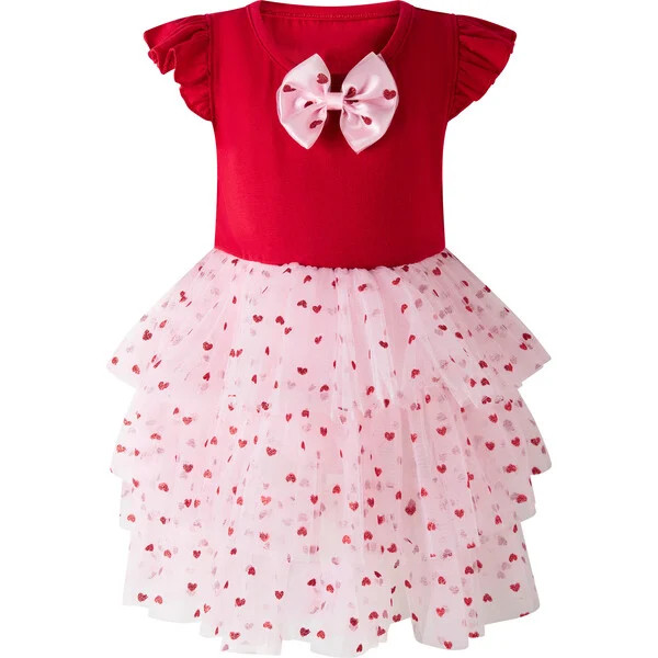 Heart Tulle Tutu Dress & Headband, Red | Maisonette
