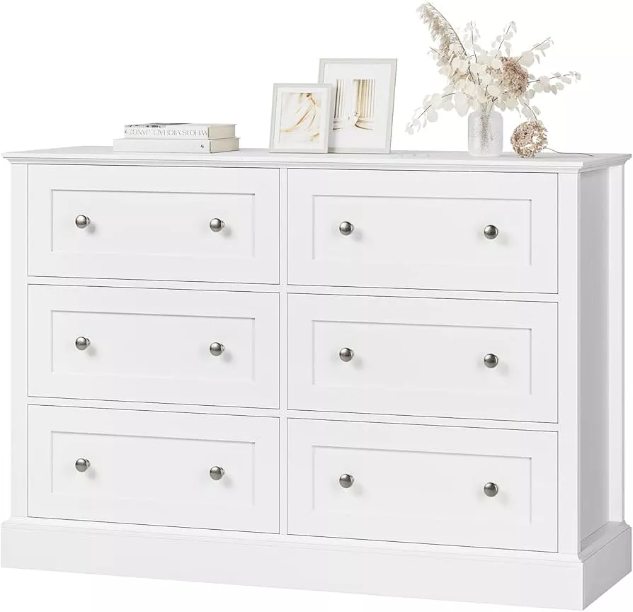 White Dresser, Lofka 4 Drawer Dresser for Bedroom, Chest of