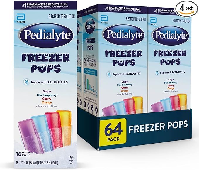 Pedialyte Electrolyte Solution Freezer Pops, Variety Pack, Pack of 64 | Amazon (US)