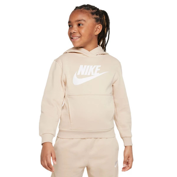 Kids' Nike Sportswear Club Fleece HBR Logo Hoodie XSmall Sanddrift/White | Scheels