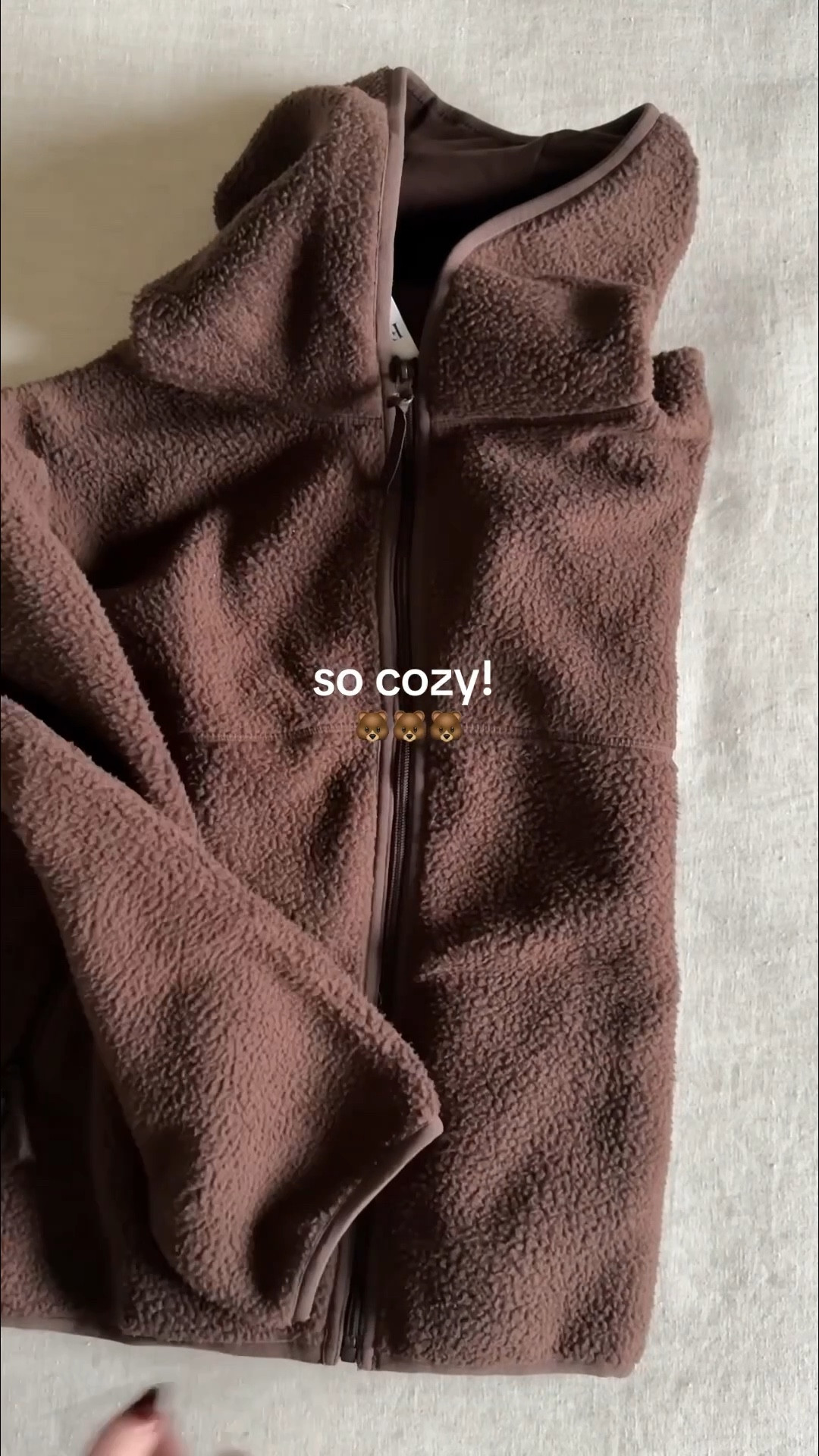 amazon brown fleece jacket 

ps aritzia is on major sale.  linked things i own and love 