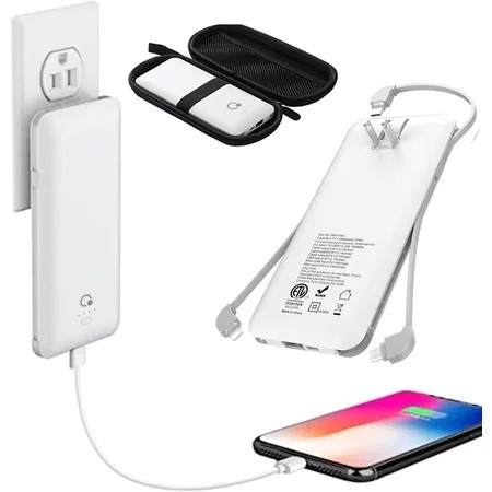 10000mAh Q Portable Charger Ultra Slim USB C Power Bank 4 Output Dual Input External Battery Pack wi | Walmart (US)