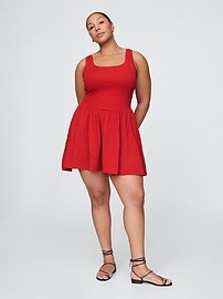 Crinkle Gauze Mixed Media Mini Tank Dress | Gap (US)