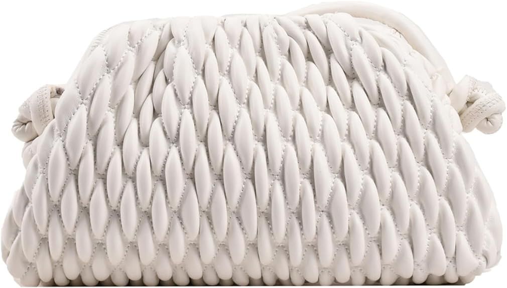 ELDA Dumpling Bag for Women Quilted Clutch Handbag Cloud Purse Fashion Ruched Bag Handmade Leathe... | Amazon (US)