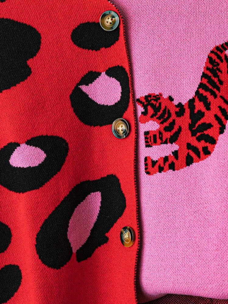 EMERY ROSE Plus Size Women Leopard Print V-Neck Button Long Sleeve Knit Cardigan Fall Winter Clot... | SHEIN