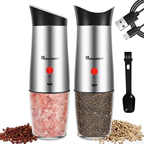 Rechargeable Electric Salt and Pepper Grinder Set, Gravity Automatic Pepper Grinder, USB Powered Ref | Amazon (US)