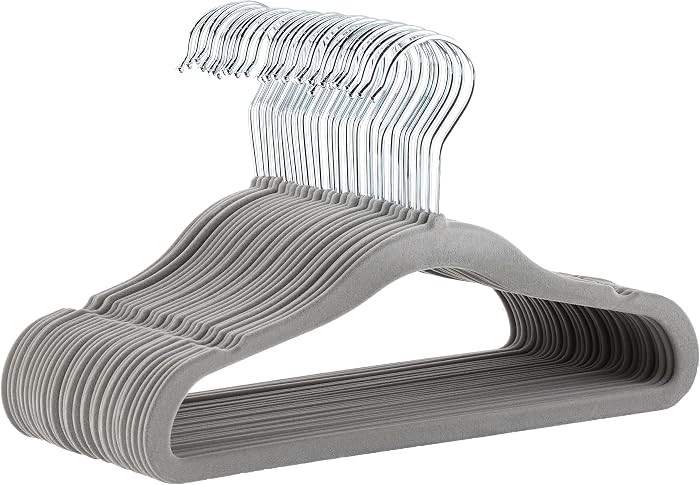 Amazon Basics Kids Velvet Non-Slip Space Saving Clothes Hangers with Shoulder Notches, Sturdy Clo... | Amazon (US)