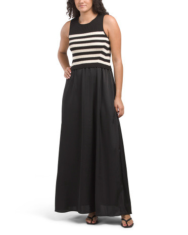 Striped Knit Satin Skirt Maxi Dress | TJ Maxx