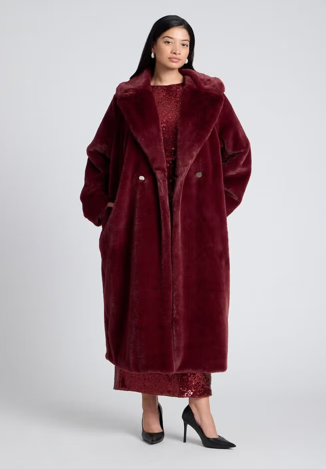 Faux Fur Long Coat | Eloquii
