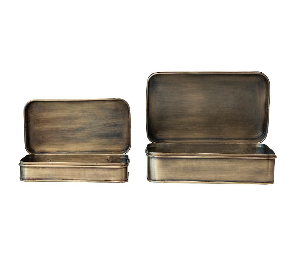 Metal Storage Boxes with Lids, Set of 2 | Pottery Barn (US)