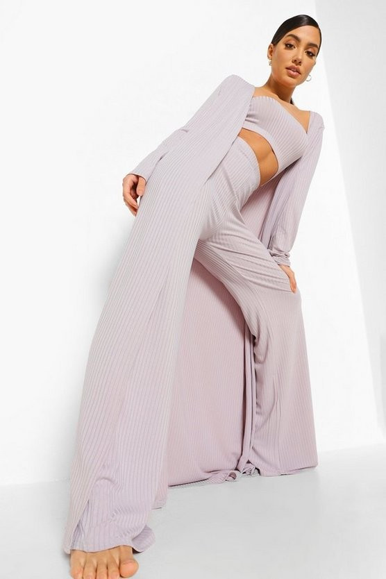 Wide Rib Maxi 3 Piece Lounge Set | Boohoo.com (US & CA)