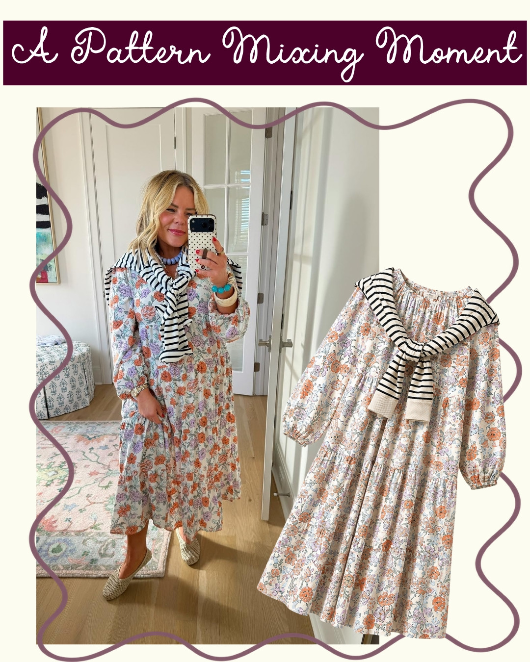 Mixing patterns is so IN this fall! The floral in the dress paired with the striped sweater is a beautiful combo.

#LTKgrwm #LTKootd #LTKSeasonal