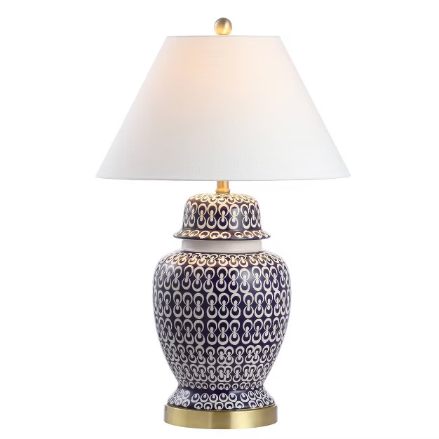 28.5" Ceramic/Iron Coastal Modern Table Lamp Blue/White (Includes LED Light Bulb) - JONATHAN ... | Target