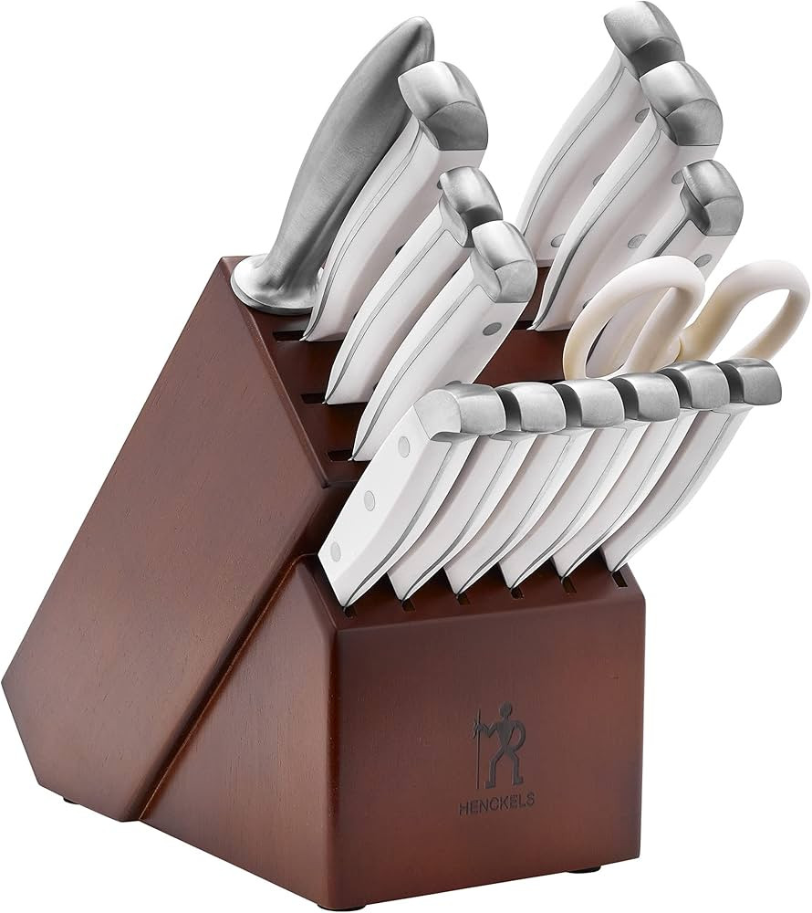 HENCKELS Statement Razor-Sharp 15-Piece White Handle Knife Set with Block, German Engineered Knif... | Amazon (US)