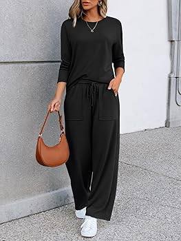 LILLUSORY Women's Sweatsuits 2 Piece Outfits Lounge Matching Sweat Sets Casual Sweatshirts Wide L... | Amazon (US)