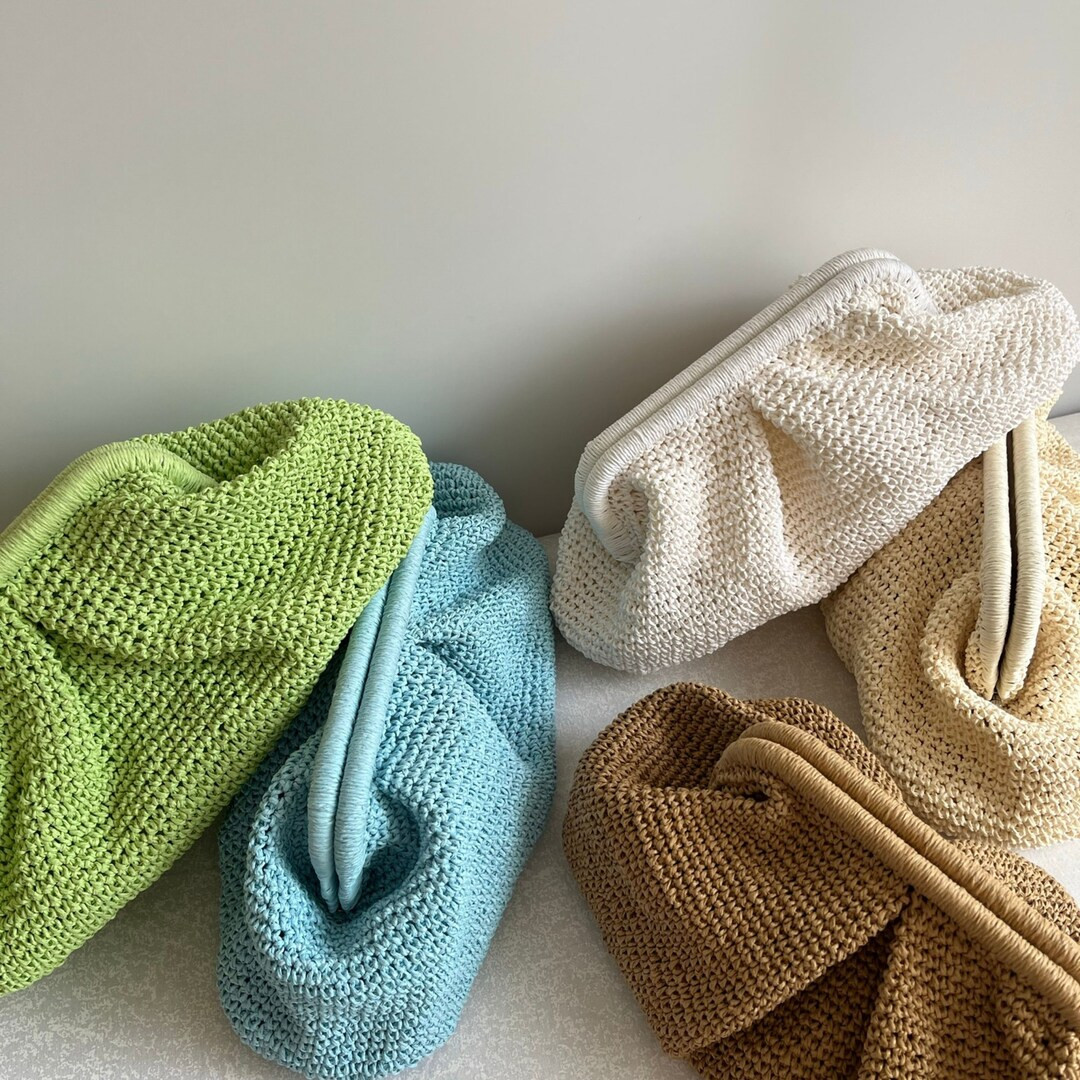 Handmade Pouch Clutch Bag, Clutch Bag, Raffia Cloud Bag, Party Dumpling Clutch Bag, Personalised ... | Etsy (US)