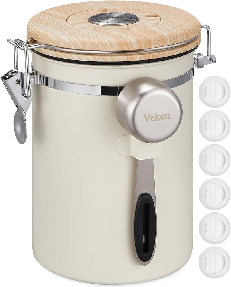Veken Coffee Canister with Date Tracker and Scoop              
                             Stai... | Amazon (US)