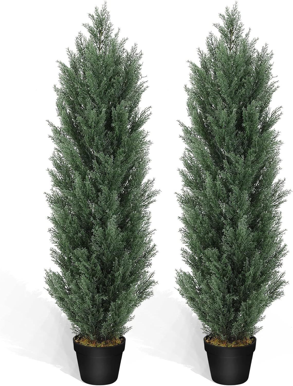 THE BLOOM TIMES 4ft Topiary Trees Artificial Outdoors 2 Pack Fake Outdoor Plants Faux Cedar Pine ... | Amazon (US)