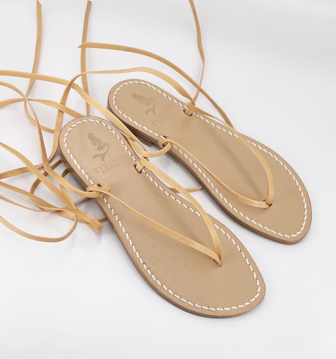 Gladiators Sandals in Nude Colour Lace up Sandals Sandali Alla Schiava Cuoio Naturale Made in Ita... | Etsy (US)