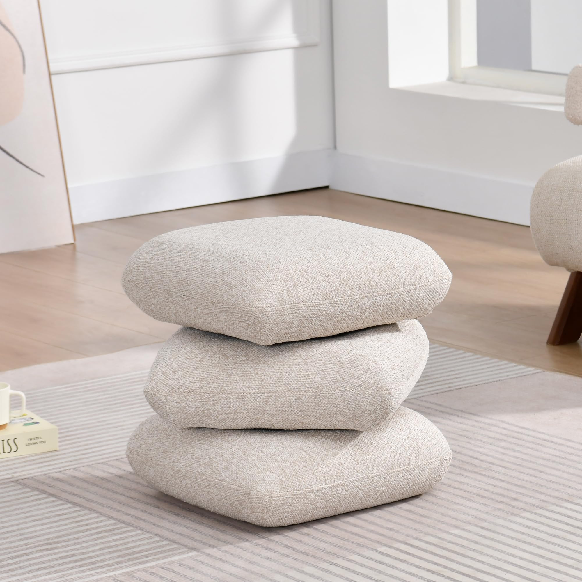 DUHOME 360°Swivel Upholstered Square Ottoman with Storage,Modern Boucle Ottoman Coffee Table wit... | Amazon (US)