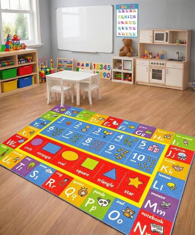 KC Cubs: Educational Rug: ABC Alphabet, Numbers & Shapes - 3x5' Playmat - Interactive Play, Activ... | Amazon (US)