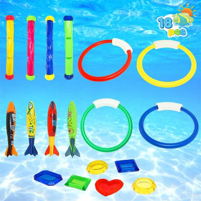 Joyfy 18 Pcs Diving Pool Toys for Kids, Swimming Pool Diving Toy Set with Storage Bag, Underwater Adventure Swim Pool Games for Kids Toddlers | Target