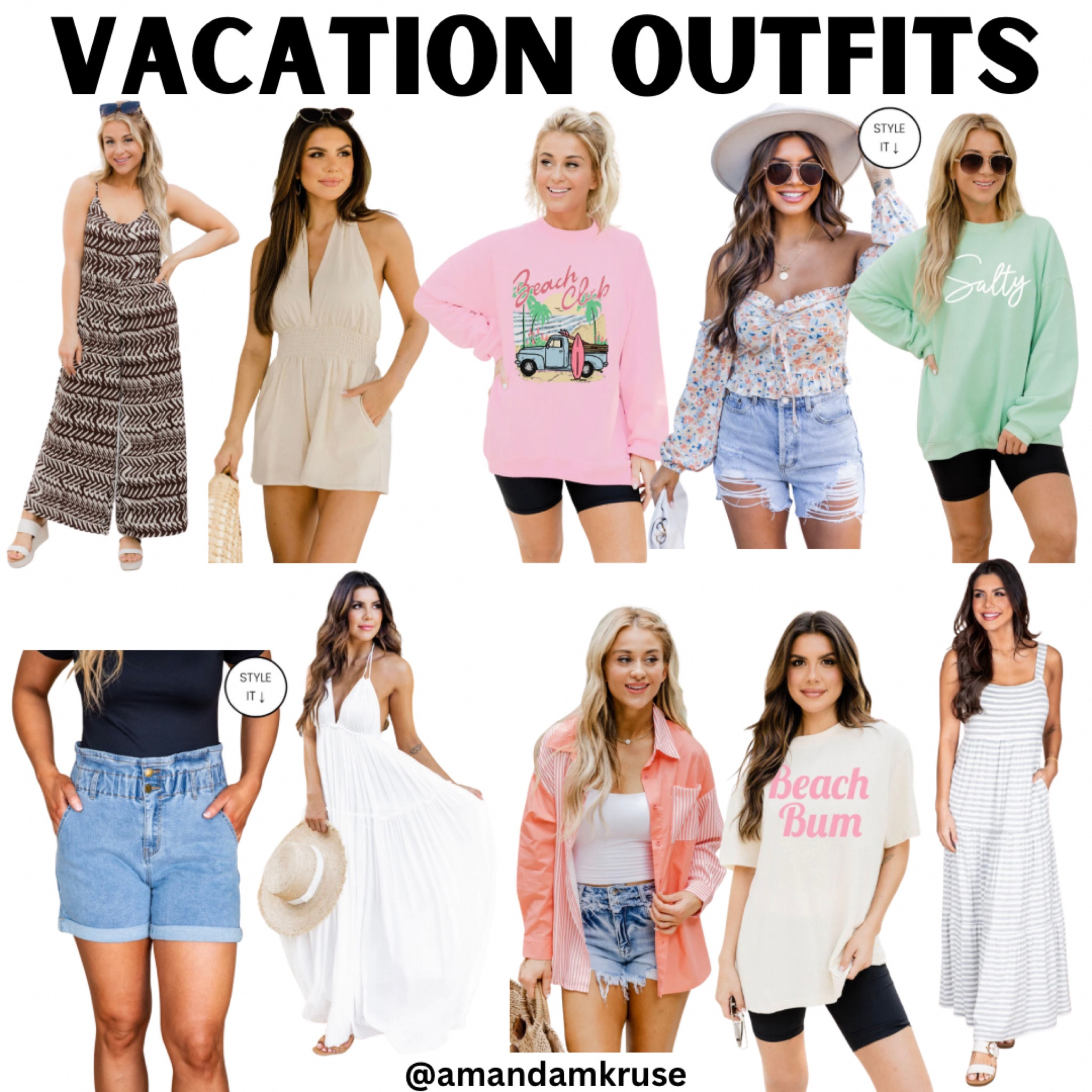 Vacation outfits.
Dress.
Date night.
Jumpsuit. 
Graphic sweatshirt.
Off the shoulder top. 
Floral print top.
Maxi dress.
White dress.
Pink Lily Boutique. 

#LTKunder100 #LTKFind #LTKU