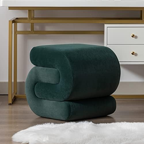 KIVENJAJA Velvet Vanity Stool, Modern S-Shaped Pouf Ottoman Footrest Makeup Chair Foot Stool Unde... | Amazon (US)