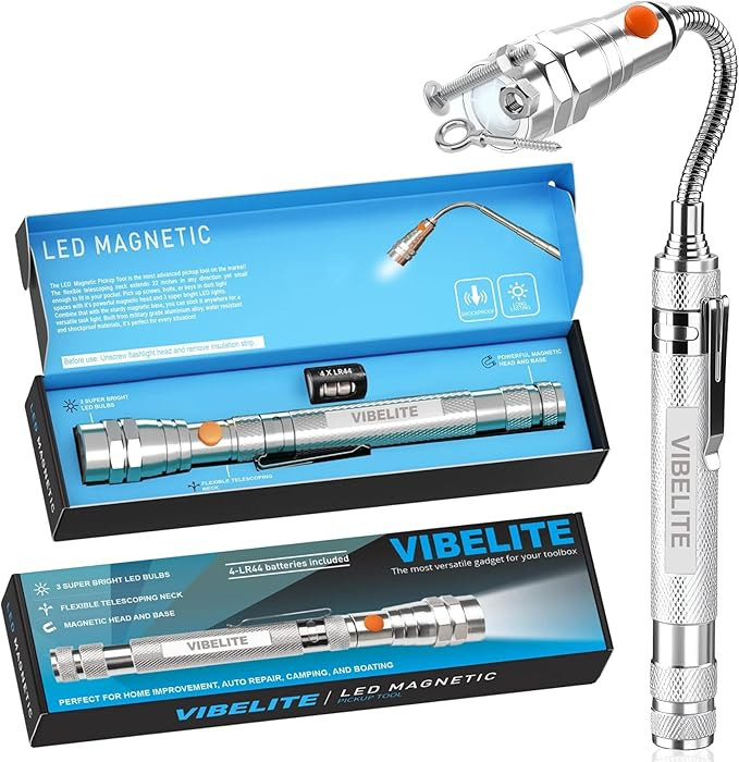 VIBELITE Extendable Magnetic Flashlight with Telescoping Magnet Pickup Tool-Cool Gadget Fathers D... | Amazon (US)