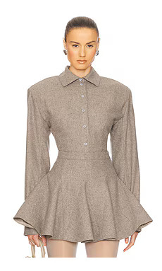 Helsa The Tweed Overshirt in Taupe Melange from Revolve.com | Revolve Clothing (Global)