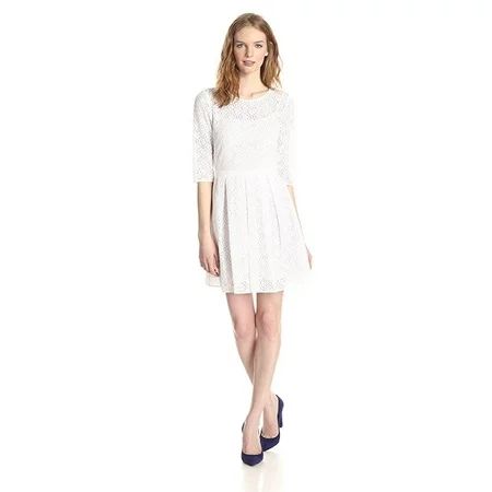 rebecca minkoff women's lacey fit and flare lace dress, white, 6 | Walmart (US)