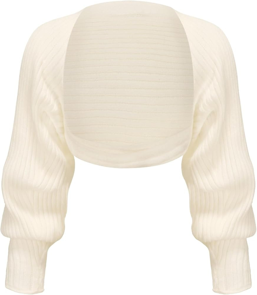 EXARUS Girls Cardigan Teen Open Front Cropped Sweater Long Sleeve Shrug Bolero Ribbed Lightweight... | Amazon (US)