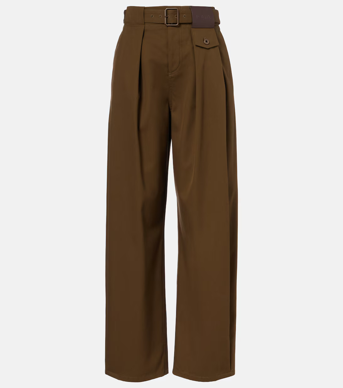 Belted pleated high-rise cotton and silk wide-leg pants | Mytheresa (US/CA)