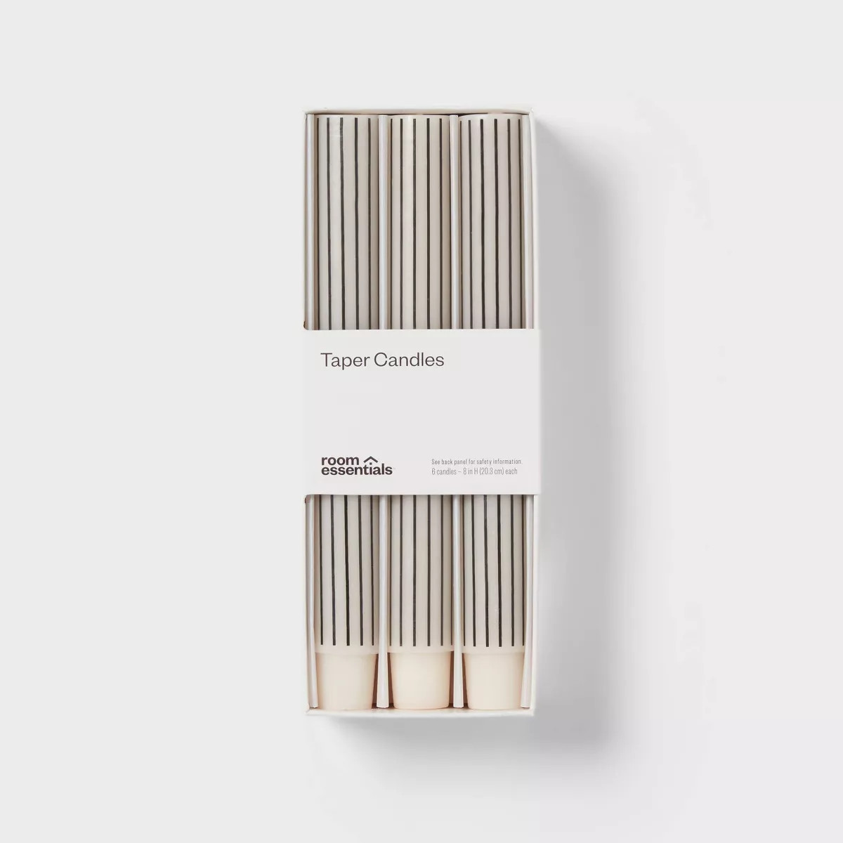 6pk Taper Candle Set Black and White Stripe - Room Essentials™ | Target