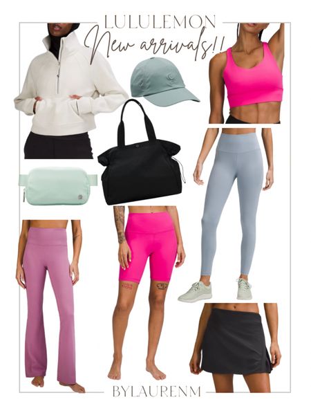 New Lululemon! Lululemon leggings, bike shorts, workout shorts, gym bag, belt bag, flare leggings, scuba hoodie, sports bra. 

#LTKunder100 #LTKfit