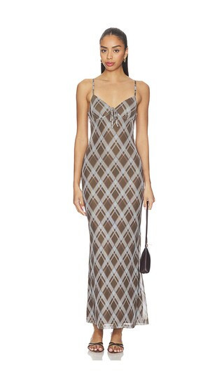 ALL THE WAYS Elaine Maxi Dress in Brown,Light Grey. - size M | Revolve Clothing (Global)