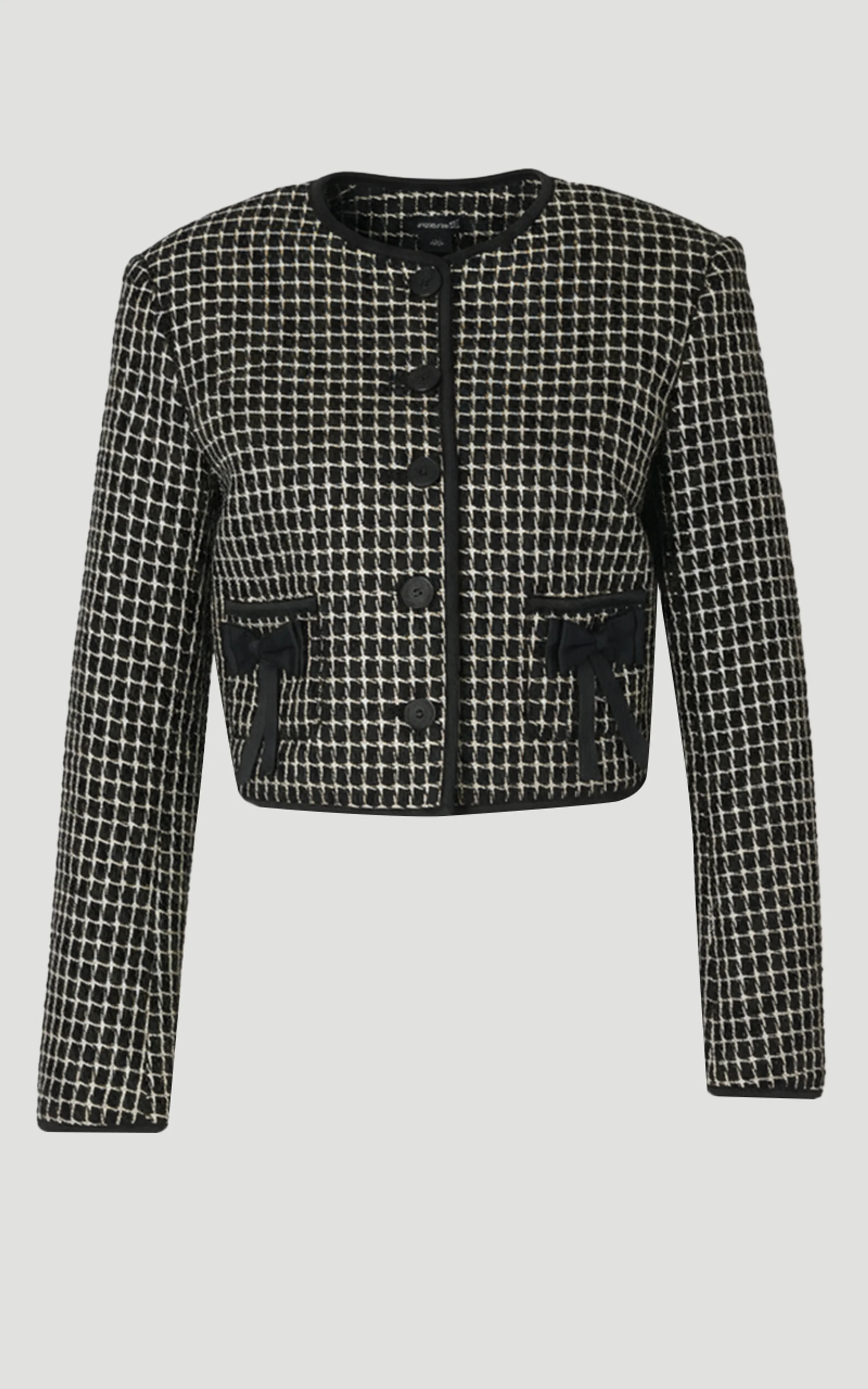 Tall Tailored Tweed Bow Detail Collarless Jacket | Karen Millen US