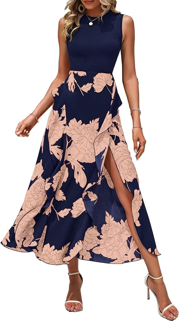 BTFBM Summer Dresses for Women 2026 Casual Spring Floral Sleeveless Ruffle Boho Cocktail Wedding ... | Amazon (US)