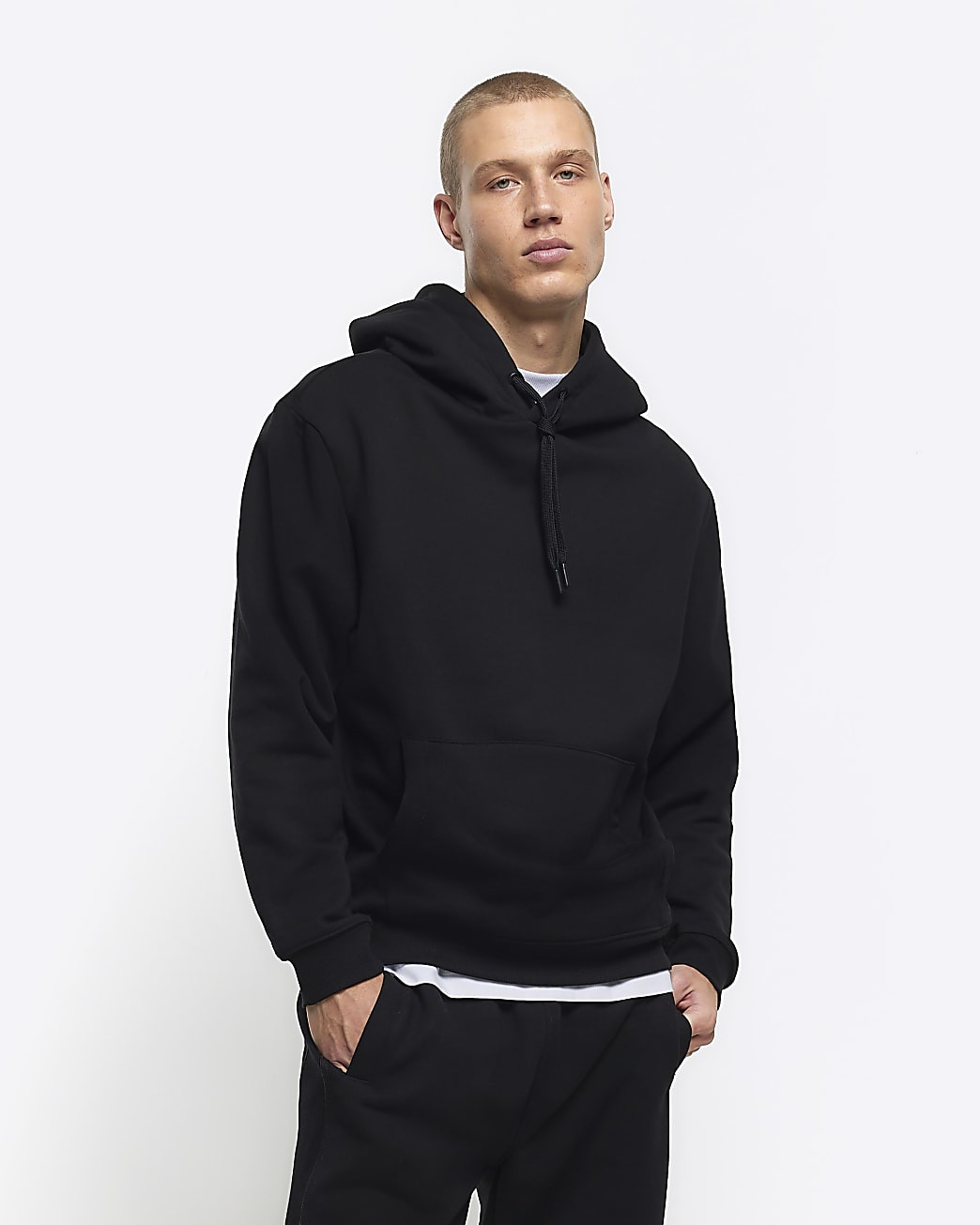 Black regular fit plain hoodie | River Island (US)