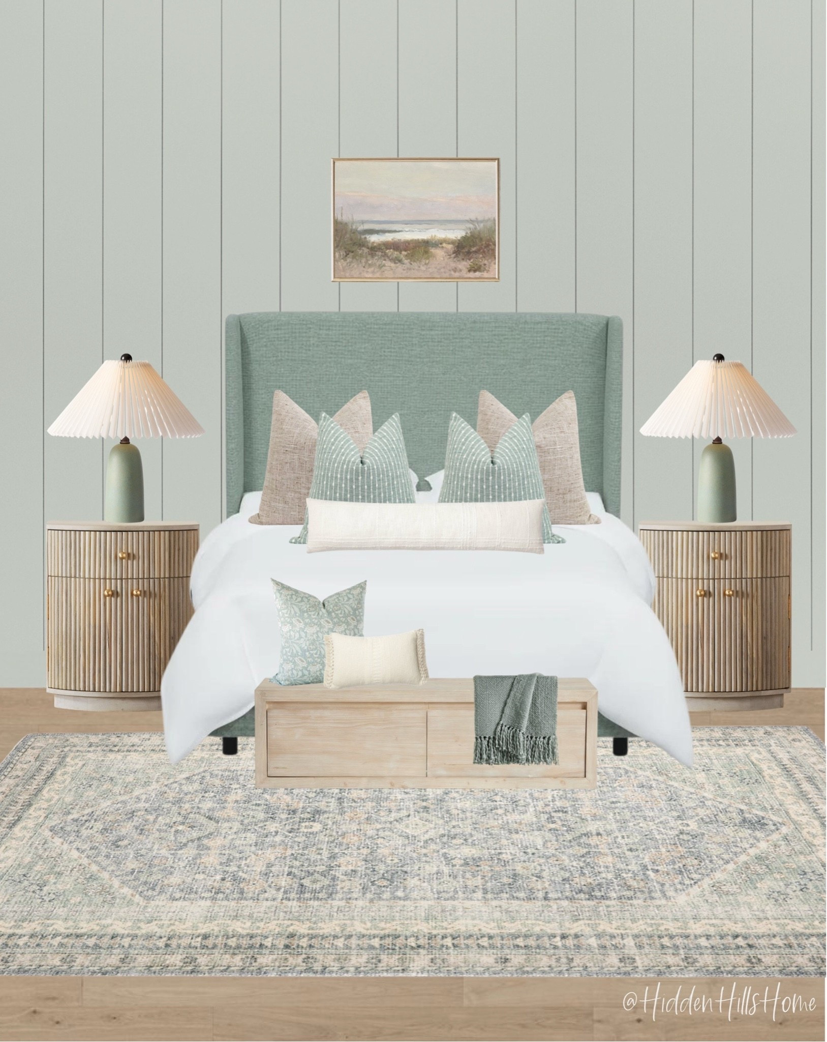 Bedroom decor mood board, coastal bedroom decor ideas, master bedroom design, home decor Inspo #bedroom
Wall color is SW Seafoam

#LTKHome #LTKSaleAlert #LTKSeasonal
