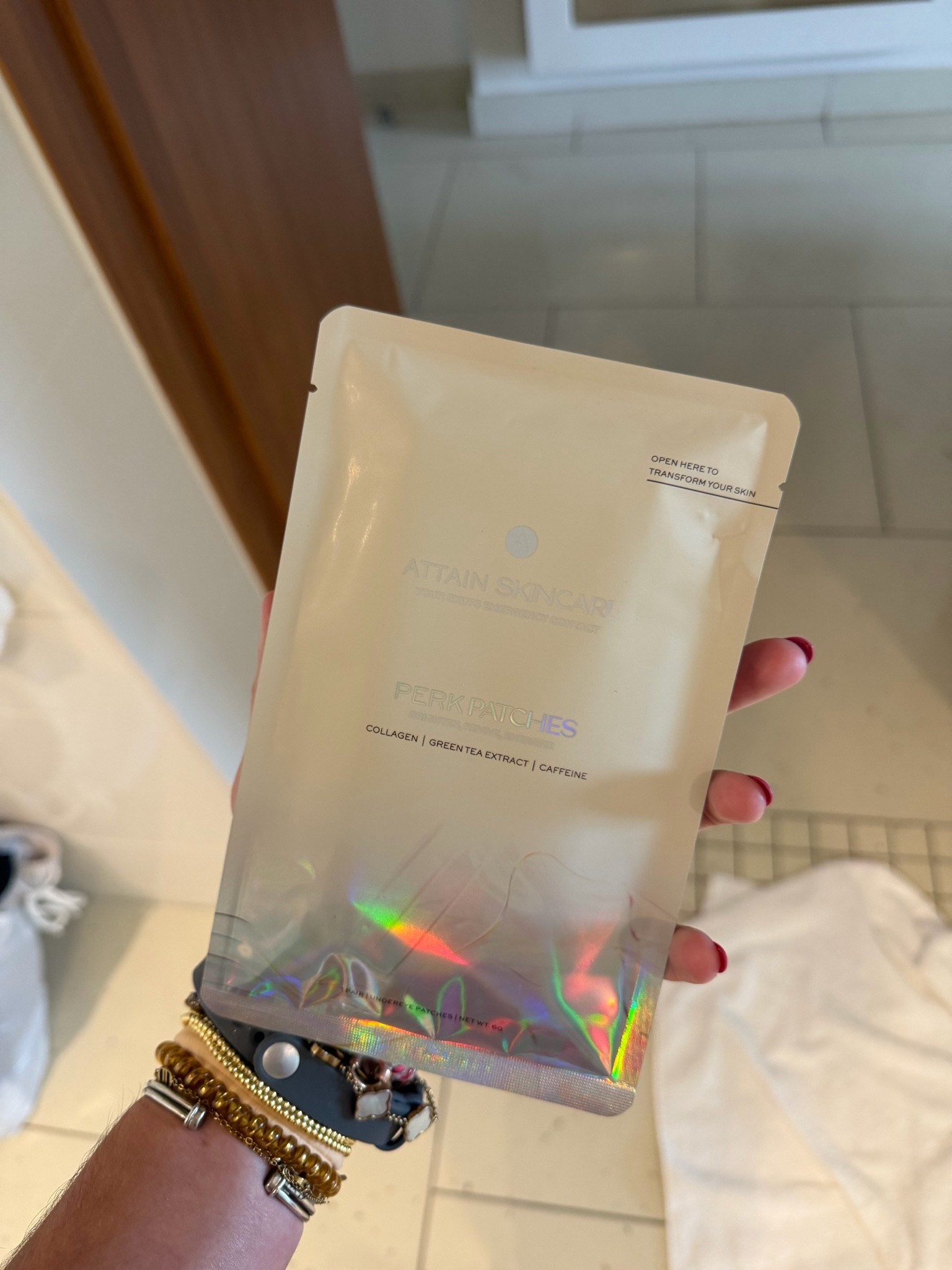Non-slip hydrogel undereye patches deliver Hydrolyzed Collagen, Caffeine, Green Tea, Hyaluronic Acid, and Niacinamide to hydrate, soothe, and reawaken eyes. Free of parabens, phthalates, sulfates, silicones, drying alcohols, mineral oil, artificial dyes, and fragrance.
One high-performance formula, available in three designs. Perk Patches: Our signature bone color. @Attain Skincare

#LTKgrwm #LTKBeauty #LTKselfcare