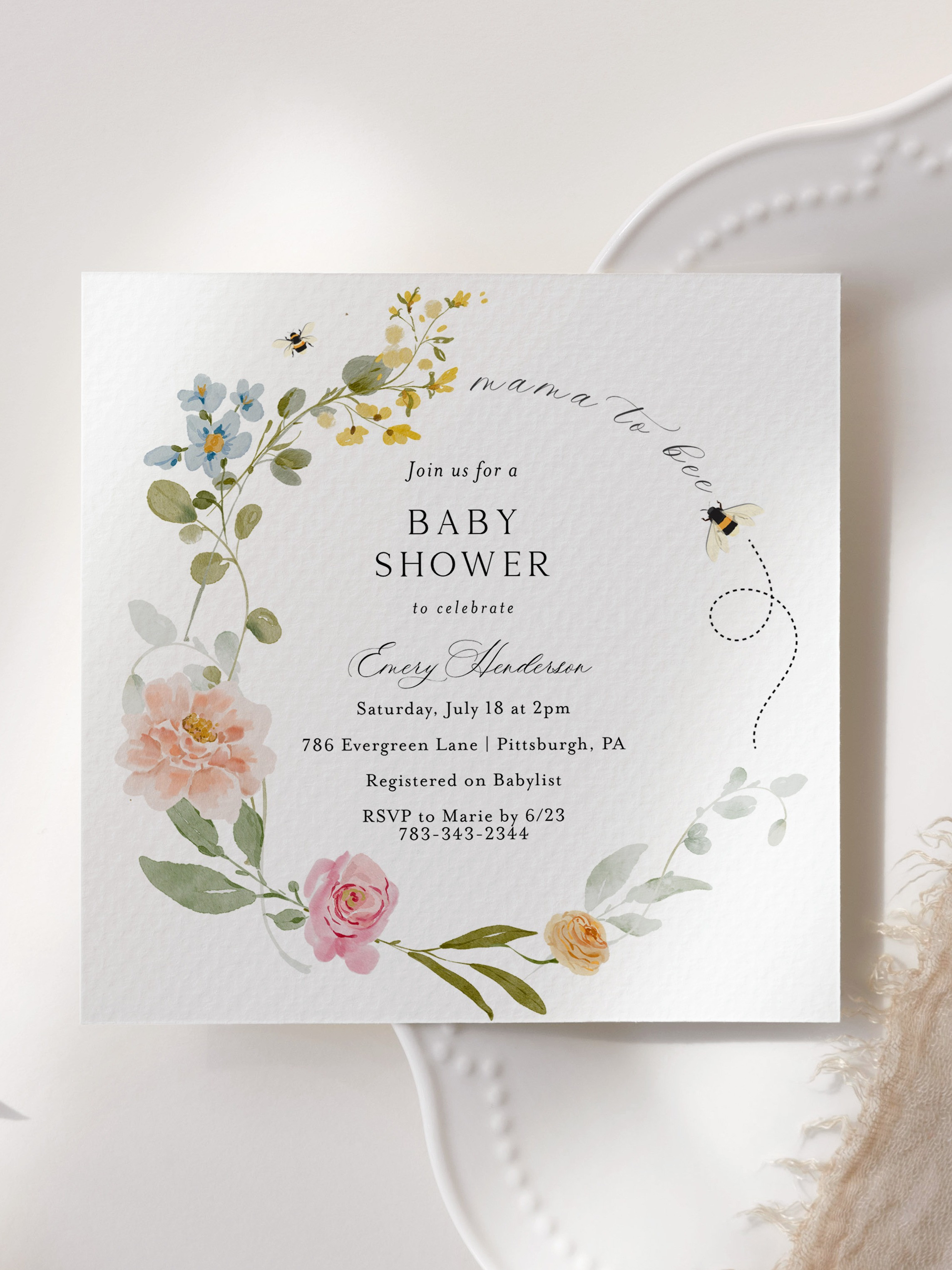 Sweet floral baby shower invitation with a soft garden feel 🤍 A timeless design for celebrating a mama-to-be. 

 #LTKBaby #LTKBump