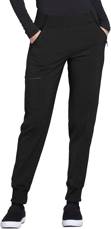 Cherokee Infinity Women’s Jogger Scrub Pants w/Certainty Fabric Tech CK110AP, L Petite, Black | Amazon (US)