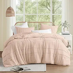 Comfort Spaces Blush King Size Comforter Set - 3 Piece Pintuck Pleated Bedding Set, All Season Li... | Amazon (US)